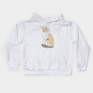 Tri-color Cat - Simple Minimalist Line Art Design Kids Hoodie